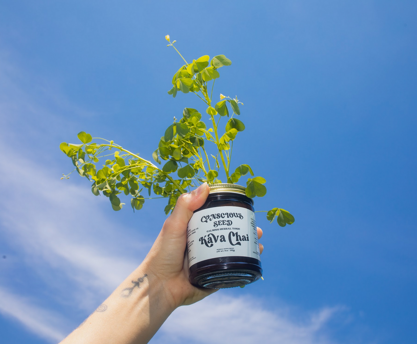 Award-winning Kava Chai — caffeine-free herbal blend promoting relaxation and centered energy.