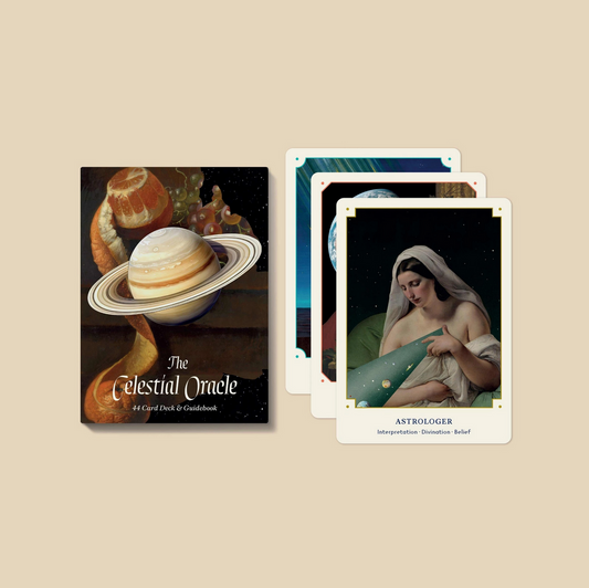 Celestial Oracle cards and guidebook features celestial and classical designs. Oracle Deck for the Star Gazer. 